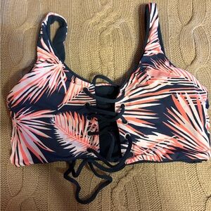 Maaji Tropical Print Bikini Top - Pink and Black